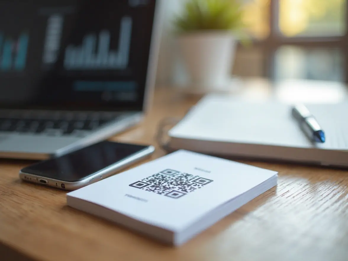 Person scanning QR code business card